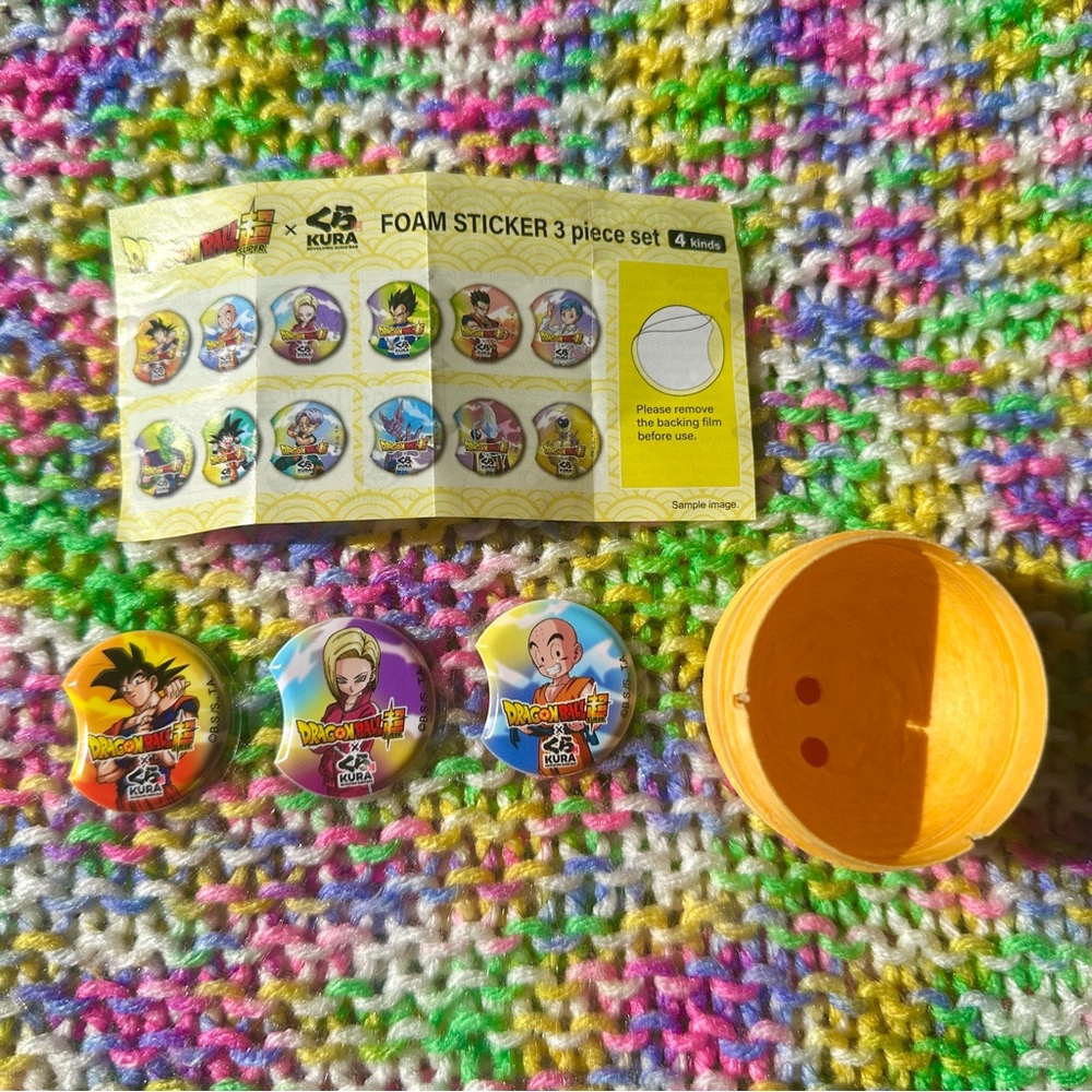 Dragon Ball Z x Kura Sushi Collab Stickers Gacha Set of 3 Characters Anime